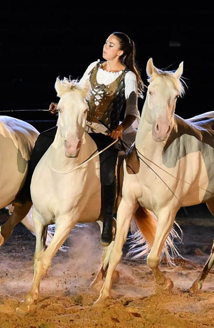 Iseulys Desle And Her Six Stunning Cremello Horses